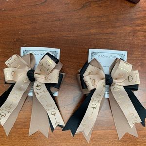 Hair Bows - Beige black and gold